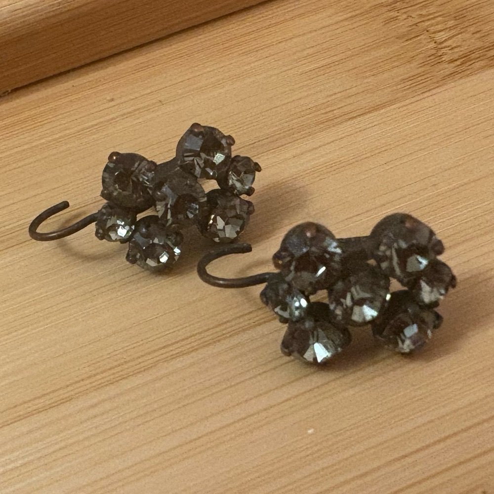 Sabika Black Crystal Cluster Earrings